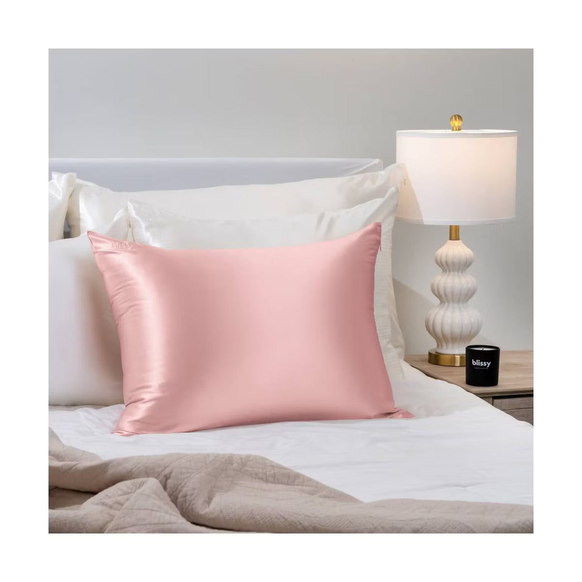 Blissy Standard/Queen 600 Thread Count Silk Pillowcase Blush Pink