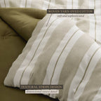 Full/Queen Jeremiah Brent Home 3pcTextured Stripe Cotton Comforter Set Green