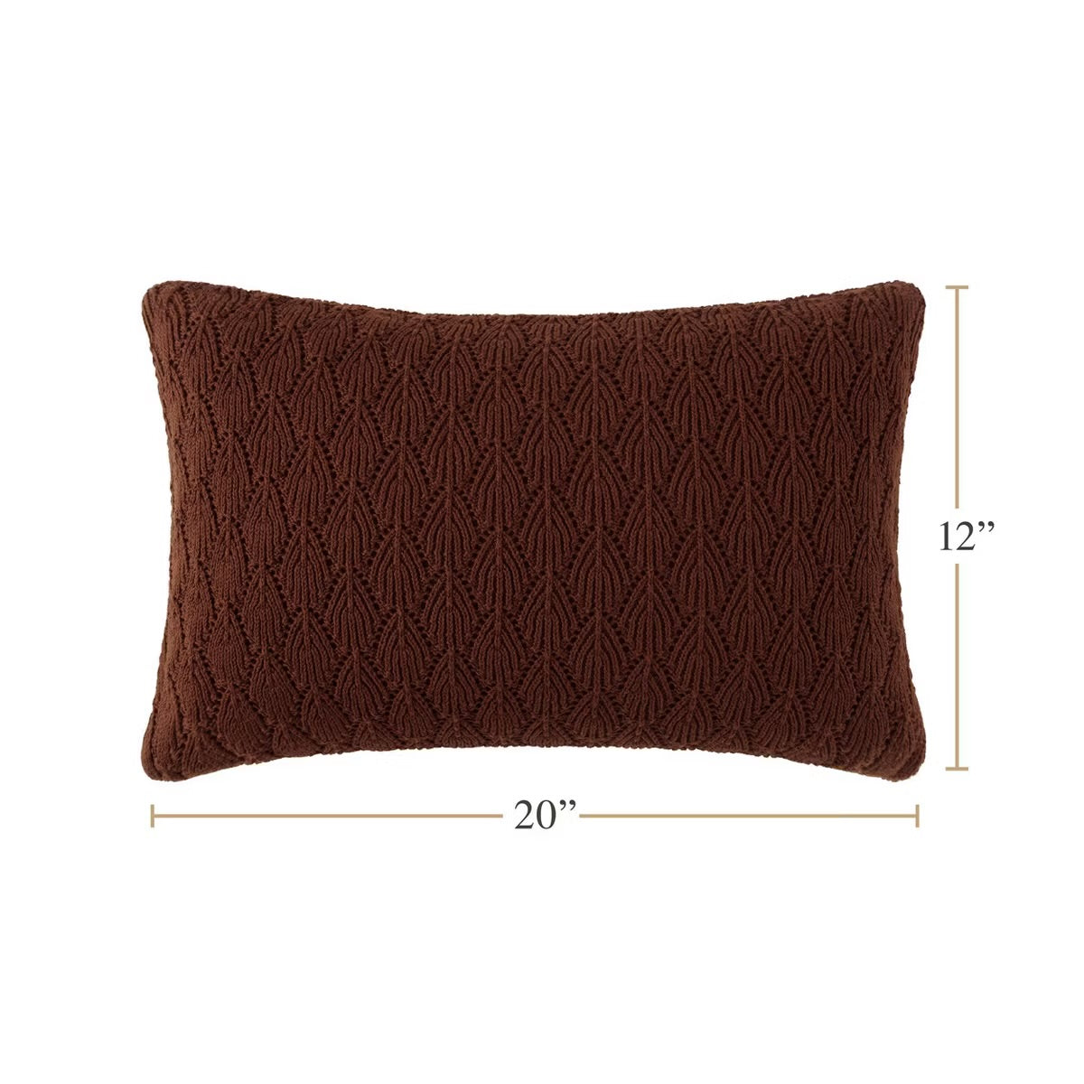 Jeremiah Brent Home 20"x12" Cotton Knitted Pointelle Lumbar Accent Pillow Raisin