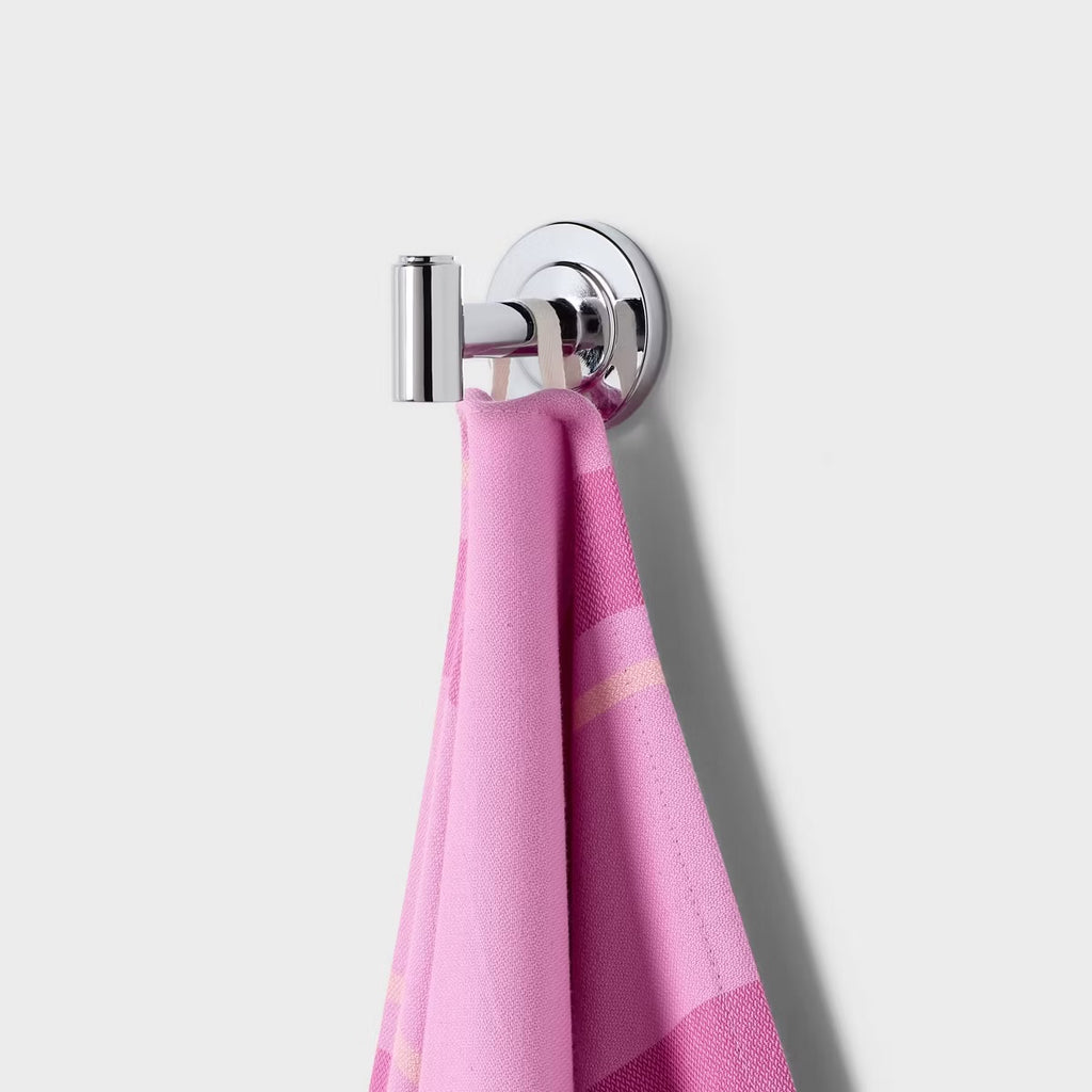 36"x72" Jacquard Lightweight Striped Oversized Beach Towel with Knotted Fringe Pink - Room Essentials