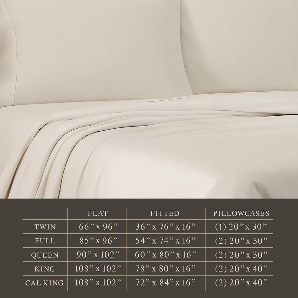 Jeremiah Brent Home King Cotton Sateen Sheet Set Solid Cream
