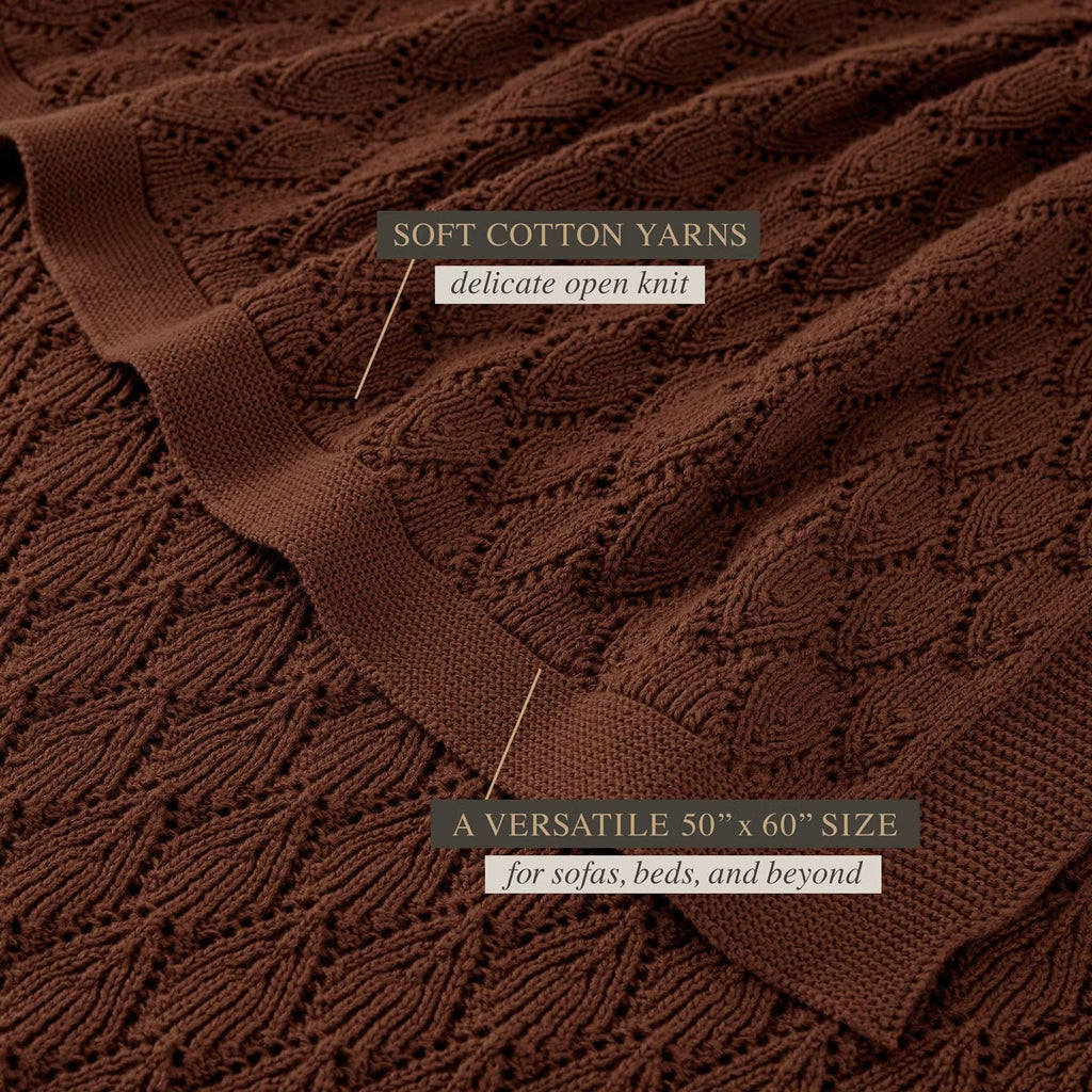 Jeremiah Brent Home Pointelle Throw Blanket Raisin