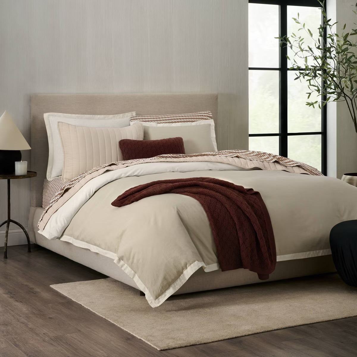 Jeremiah Brent Home Pointelle Throw Blanket Raisin