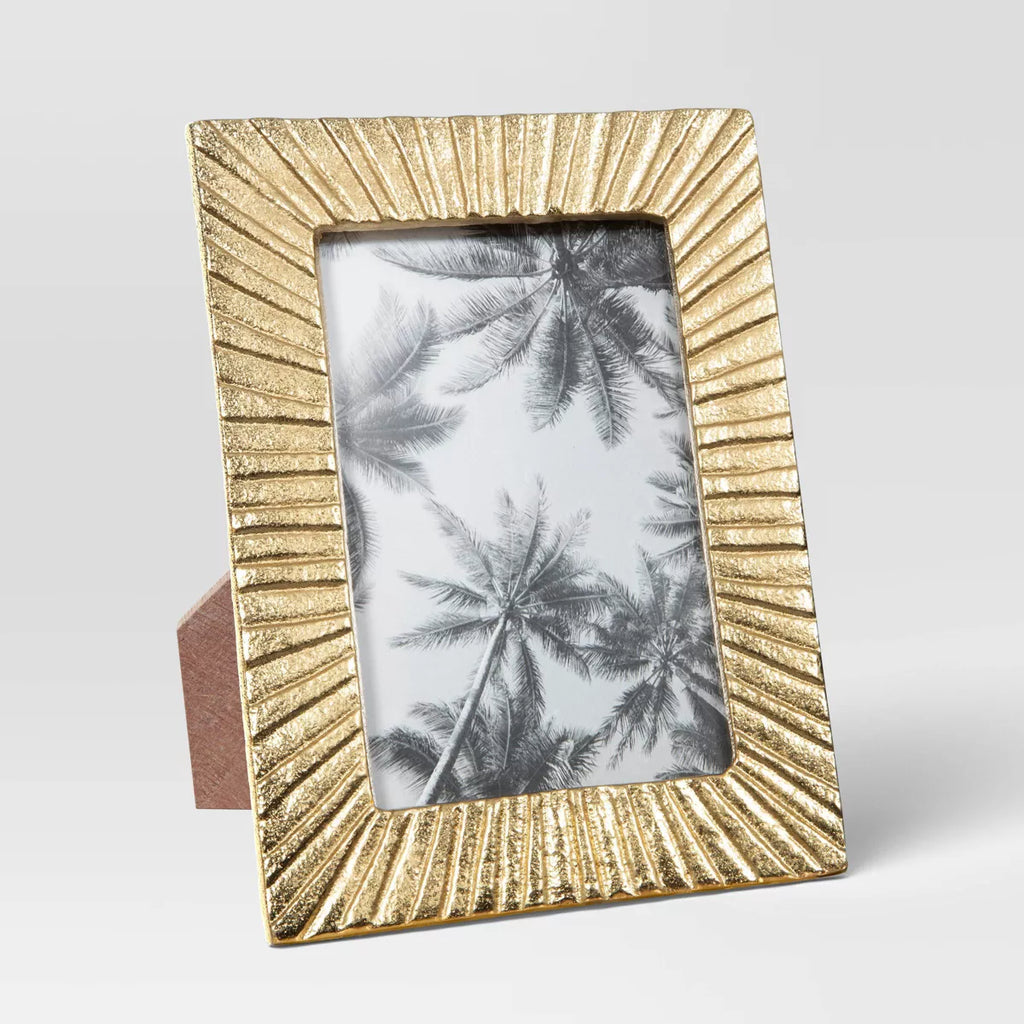 4"x6" Cast Aluminum Texture Metal Table Frame Brass - Threshold