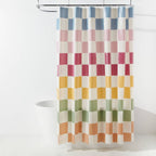 13pc PEVA Checkerboard Shower Curtain and Rings Set Multi - Room Essentials