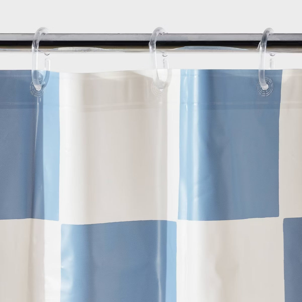 13pc PEVA Checkerboard Shower Curtain and Rings Set Multi - Room Essentials