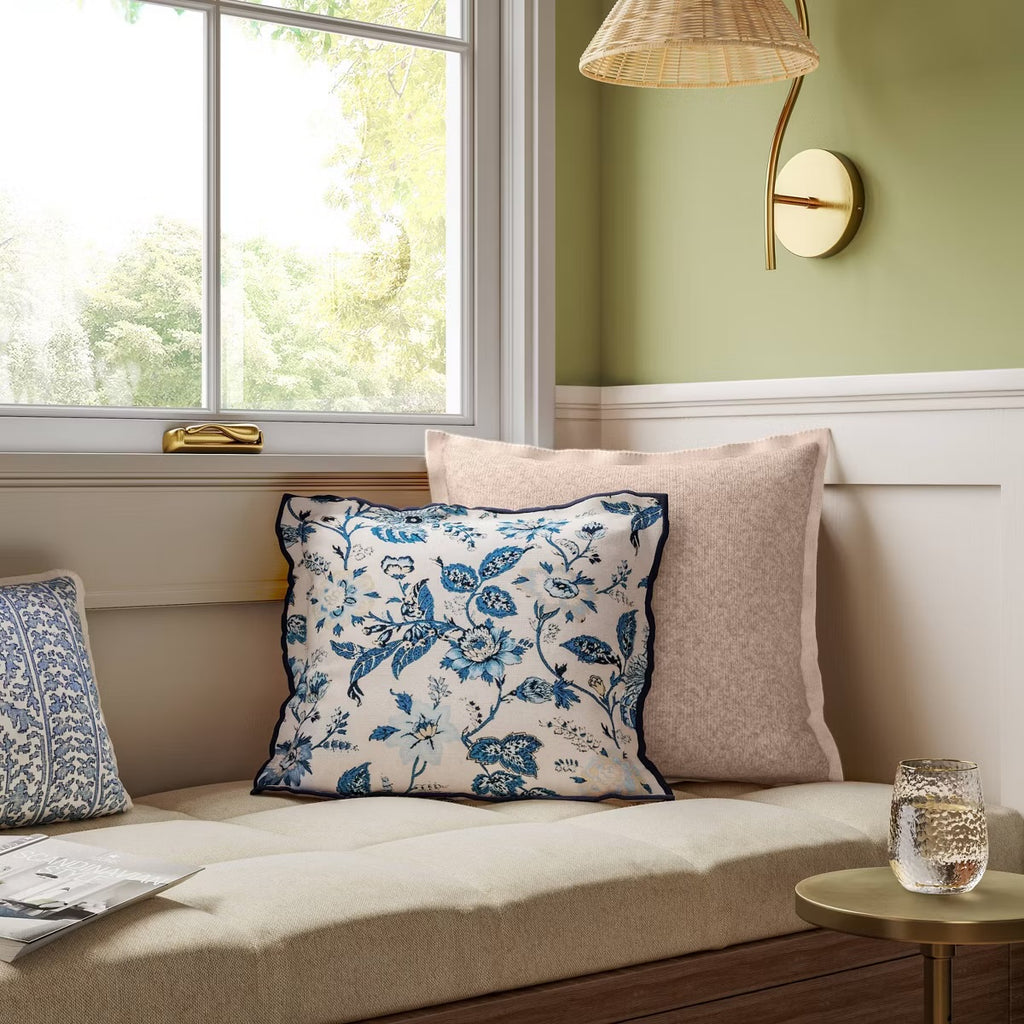 Square Floral Throw Pillow Blue - Threshold