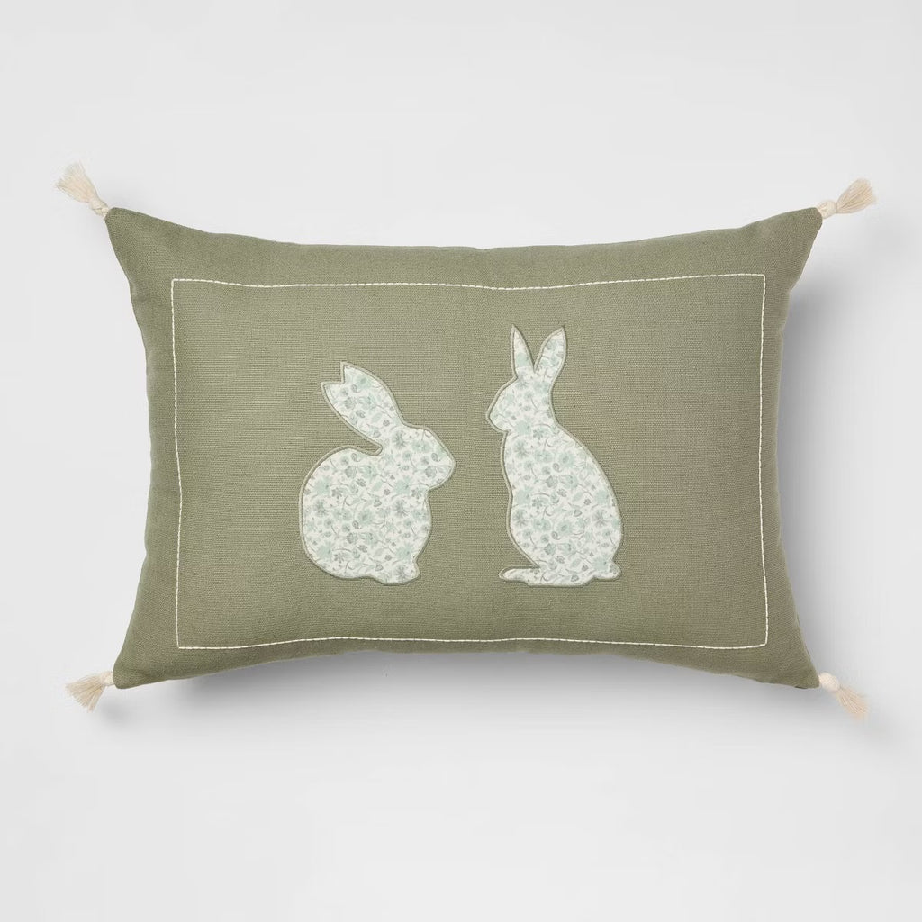 Lumbar Easter Bunny Applique with Tassels Army Green - Threshold Design with Studio McGee