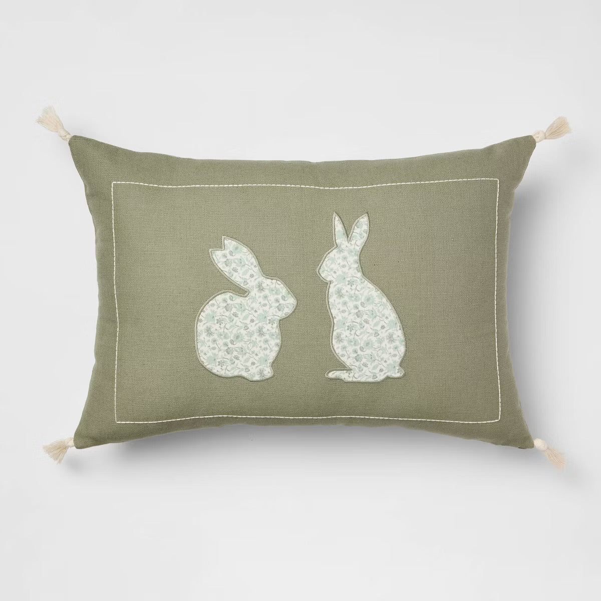 Lumbar Easter Bunny Applique with Tassels Army Green - Threshold Design with Studio McGee