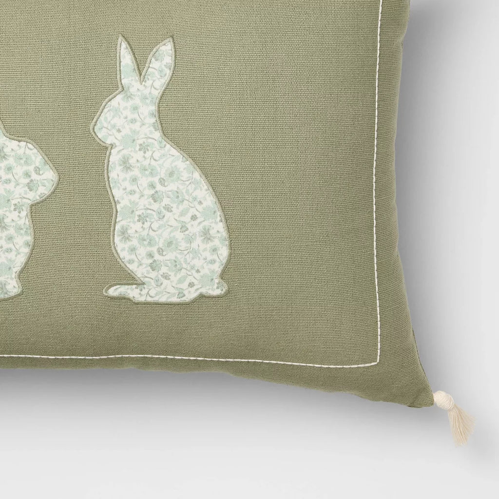Lumbar Easter Bunny Applique with Tassels Army Green - Threshold Design with Studio McGee