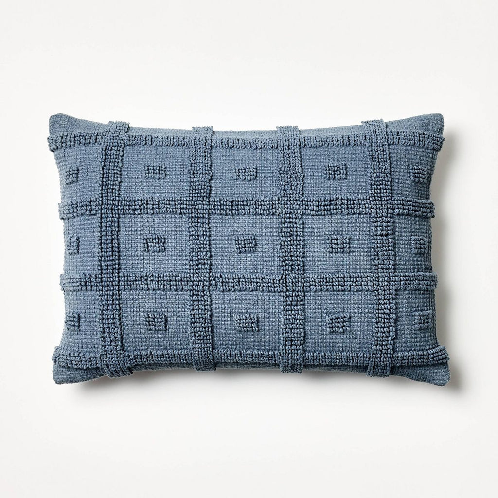 Tufted Geo Lumbar Throw Pillow Steel - Threshold designed with Studio McGee