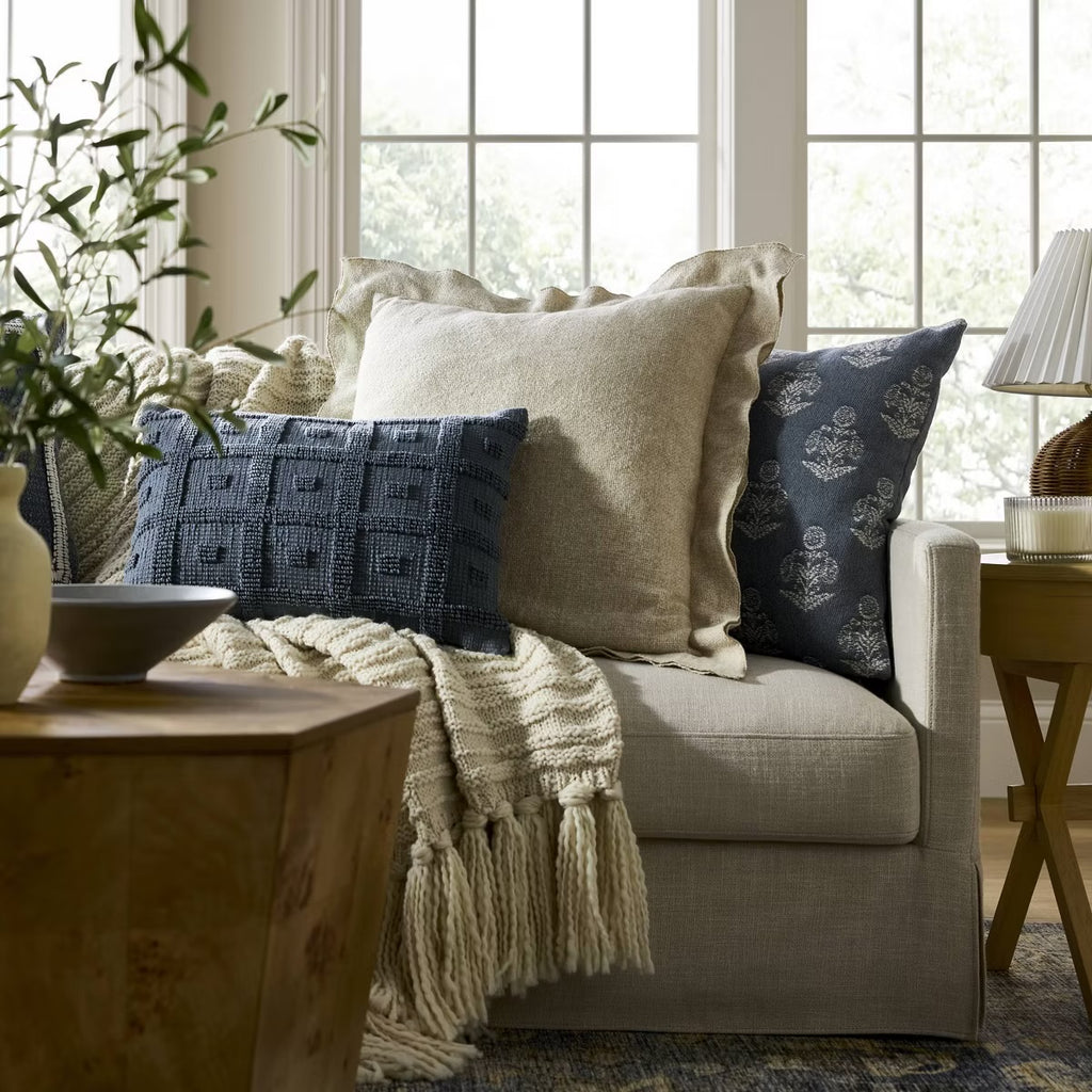Tufted Geo Lumbar Throw Pillow Steel - Threshold designed with Studio McGee