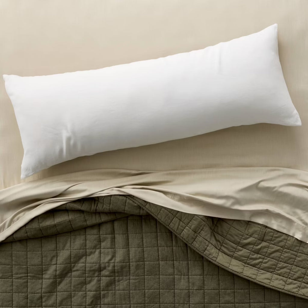 European Flax Linen Body Pillow Cover White - Casaluna