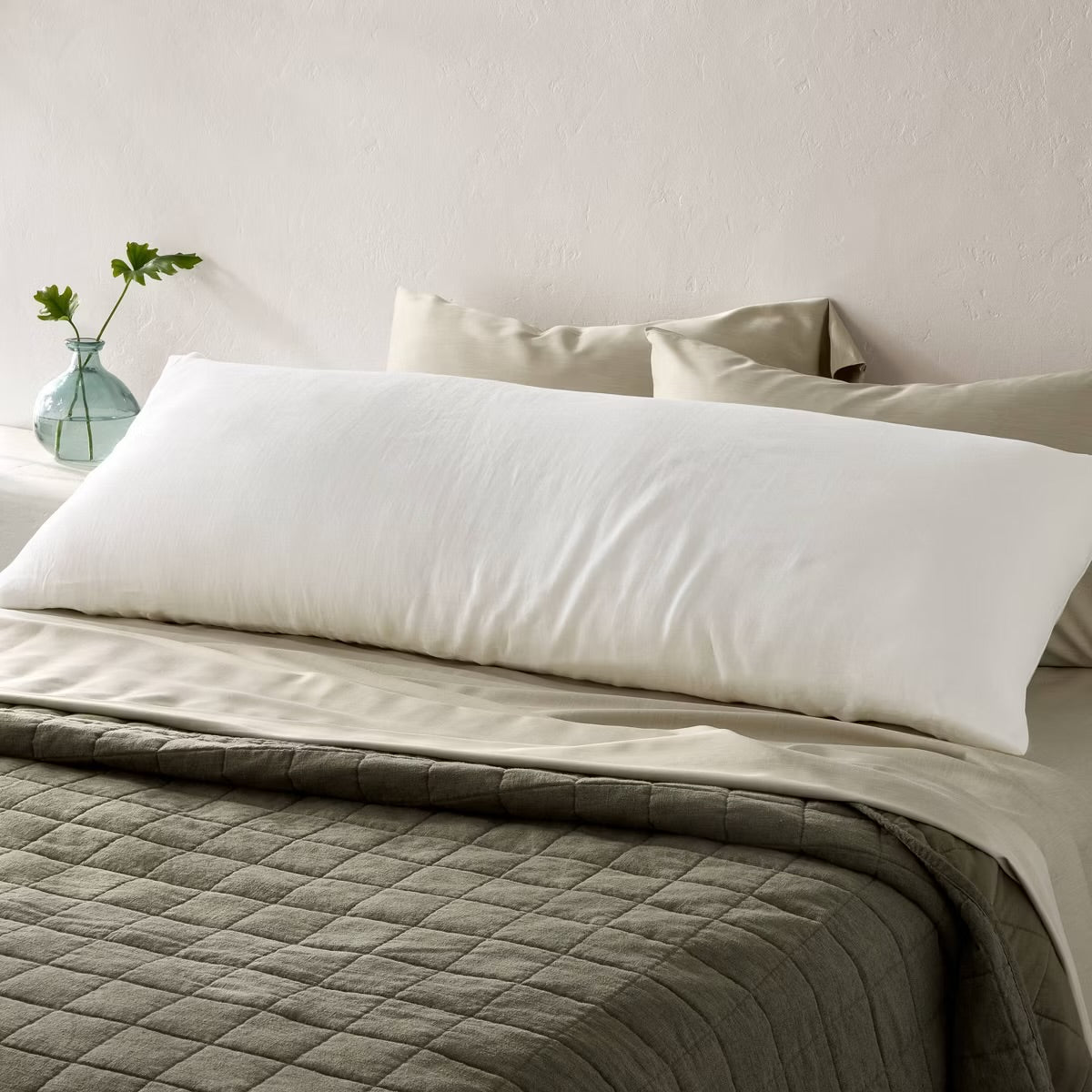European Flax Linen Body Pillow Cover White - Casaluna
