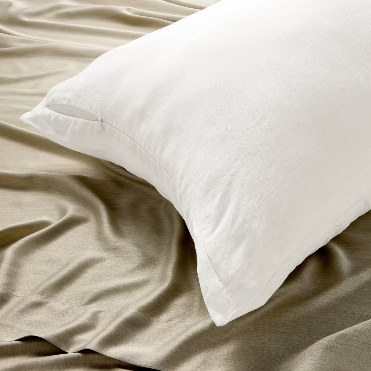 European Flax Linen Body Pillow Cover White - Casaluna