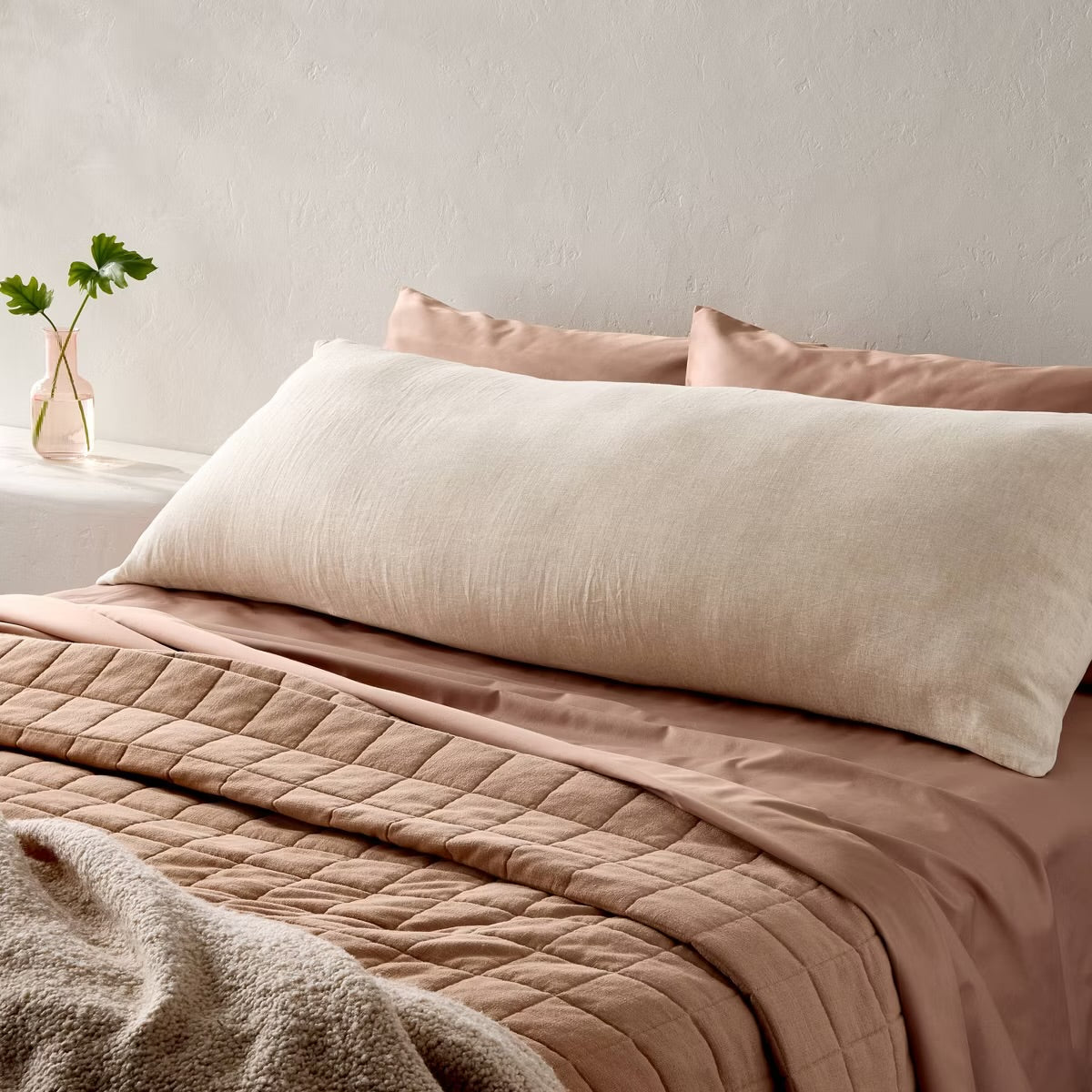European Flax Linen Body Pillow Cover Natural Undyed - Casaluna