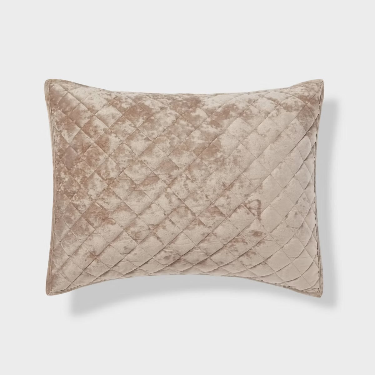 Standard Luxe Diamond Stitch Velvet Quilt Pillow Sham Light Brown - Threshold