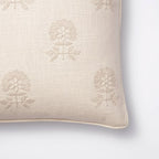 Square Embroidered Floral Decorative Throw Pillow Light Beige - Threshold designed with Studio McGee