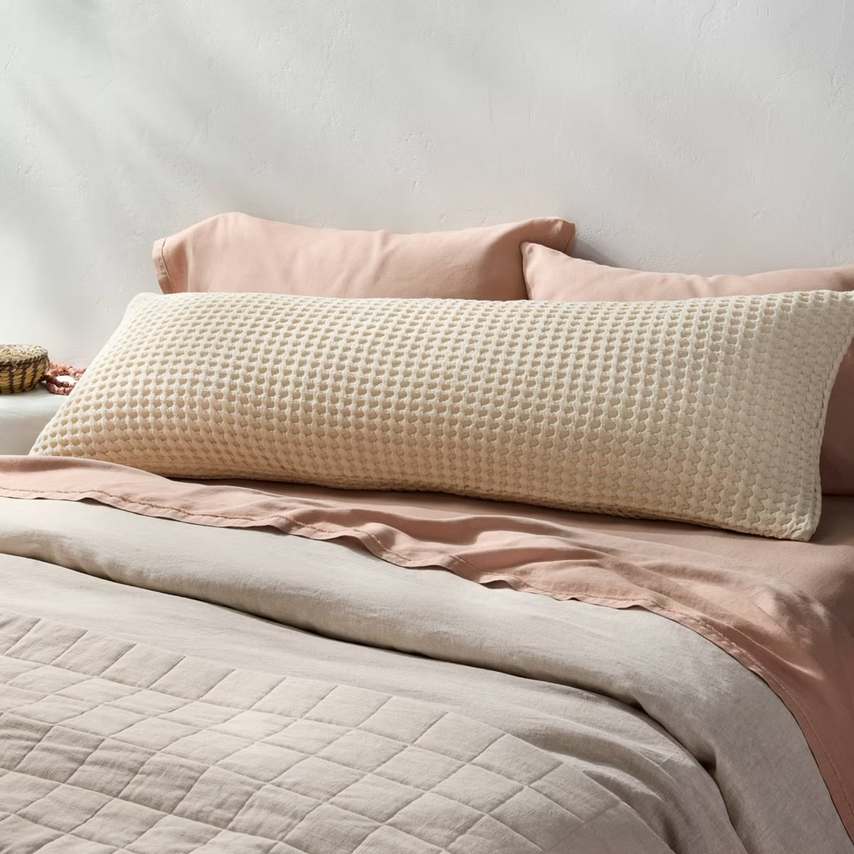 Waffle Body Pillow Cover Natural - Casaluna