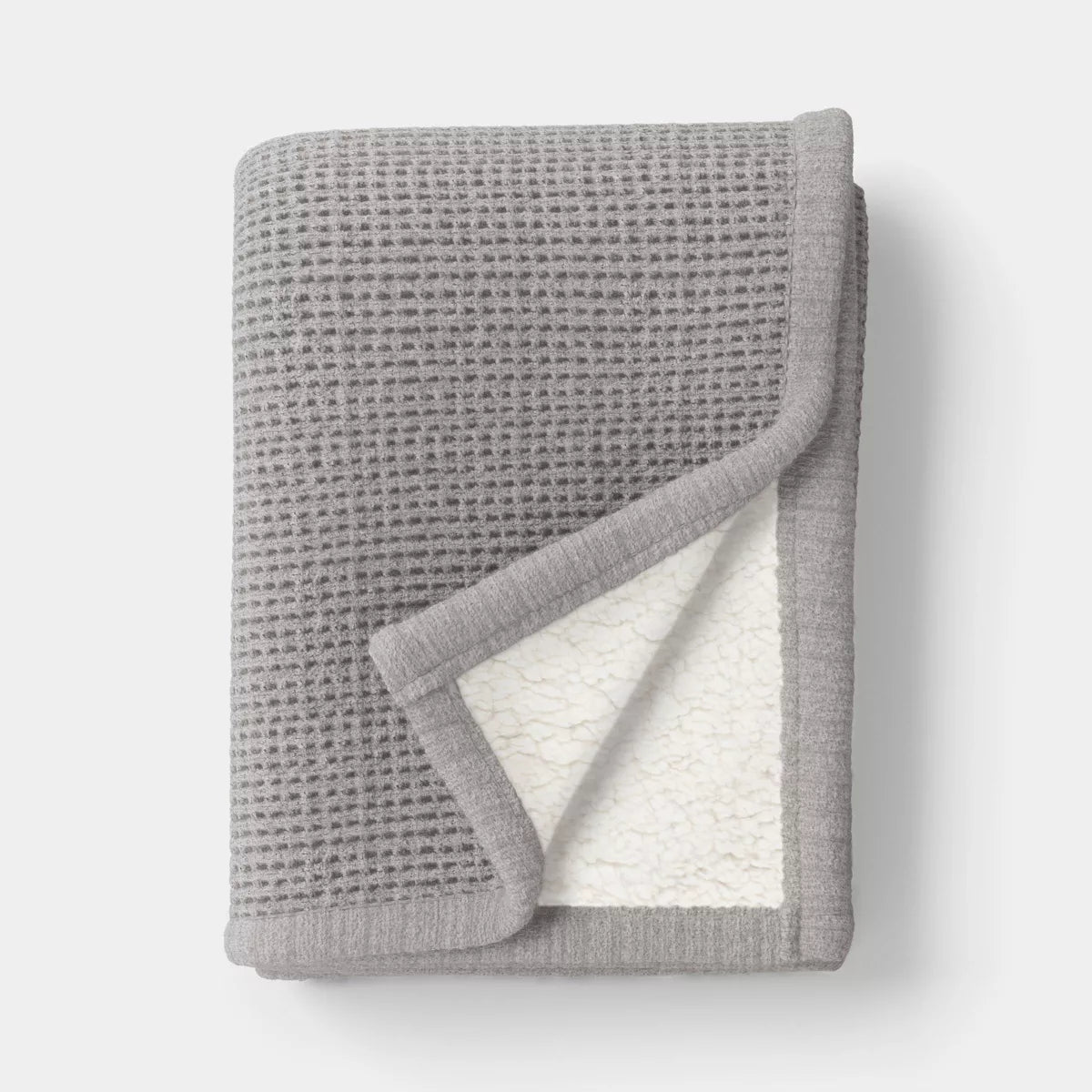 Chenille Knit Throw Blanket with Faux Shearling Reverse Gray - Threshold