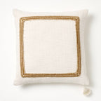 Embroidered Frame Square Throw Pillow Cream/Dark Tan - Threshold designed with Studio McGee
