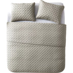 3pc King Nina Embossed Quilt Set Taupe - VCNY Home