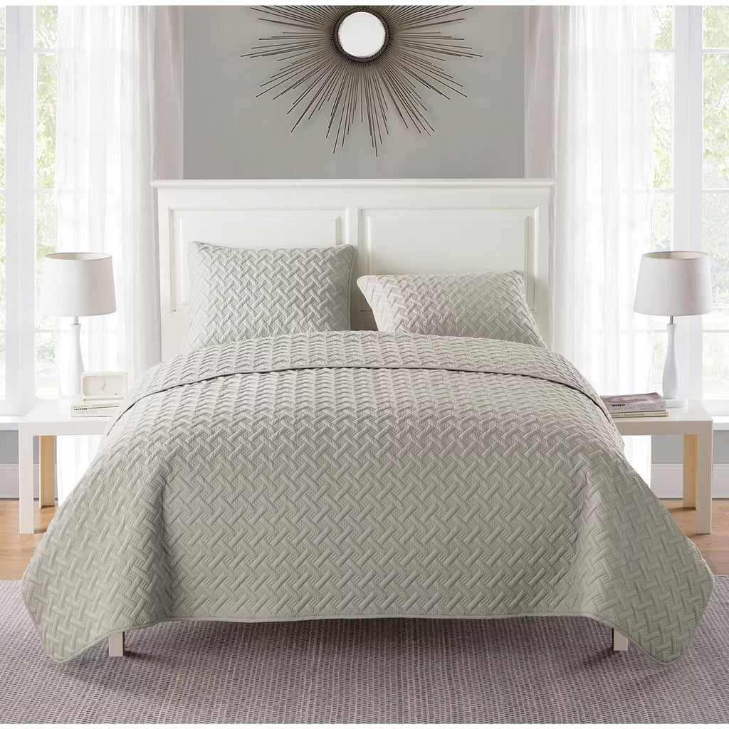 3pc King Nina Embossed Quilt Set Taupe - VCNY Home