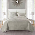 3pc King Nina Embossed Quilt Set Taupe - VCNY Home