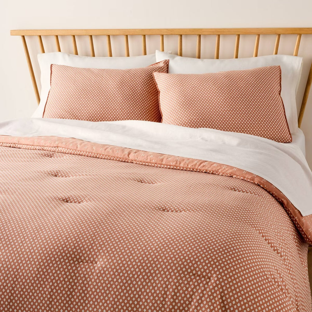 3pc Full/Queen Block Pattern Comforter Set Rust - Hearth & Hand with Magnolia