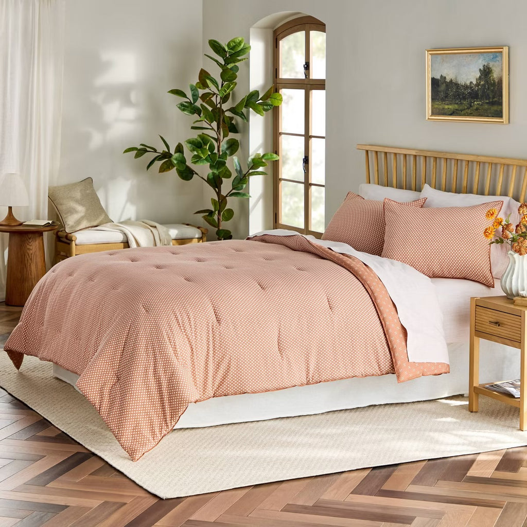 3pc Full/Queen Block Pattern Comforter Set Rust - Hearth & Hand with Magnolia
