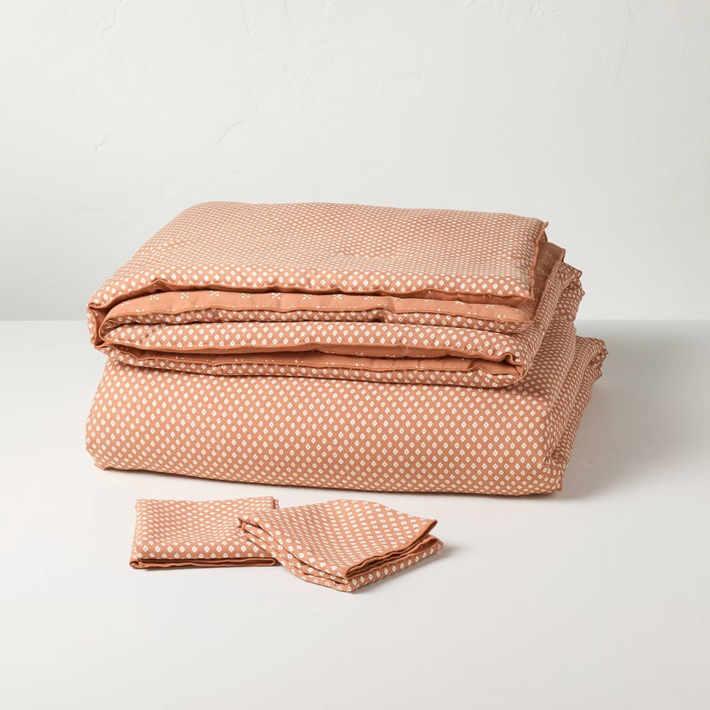 3pc Full/Queen Block Pattern Comforter Set Rust - Hearth & Hand with Magnolia