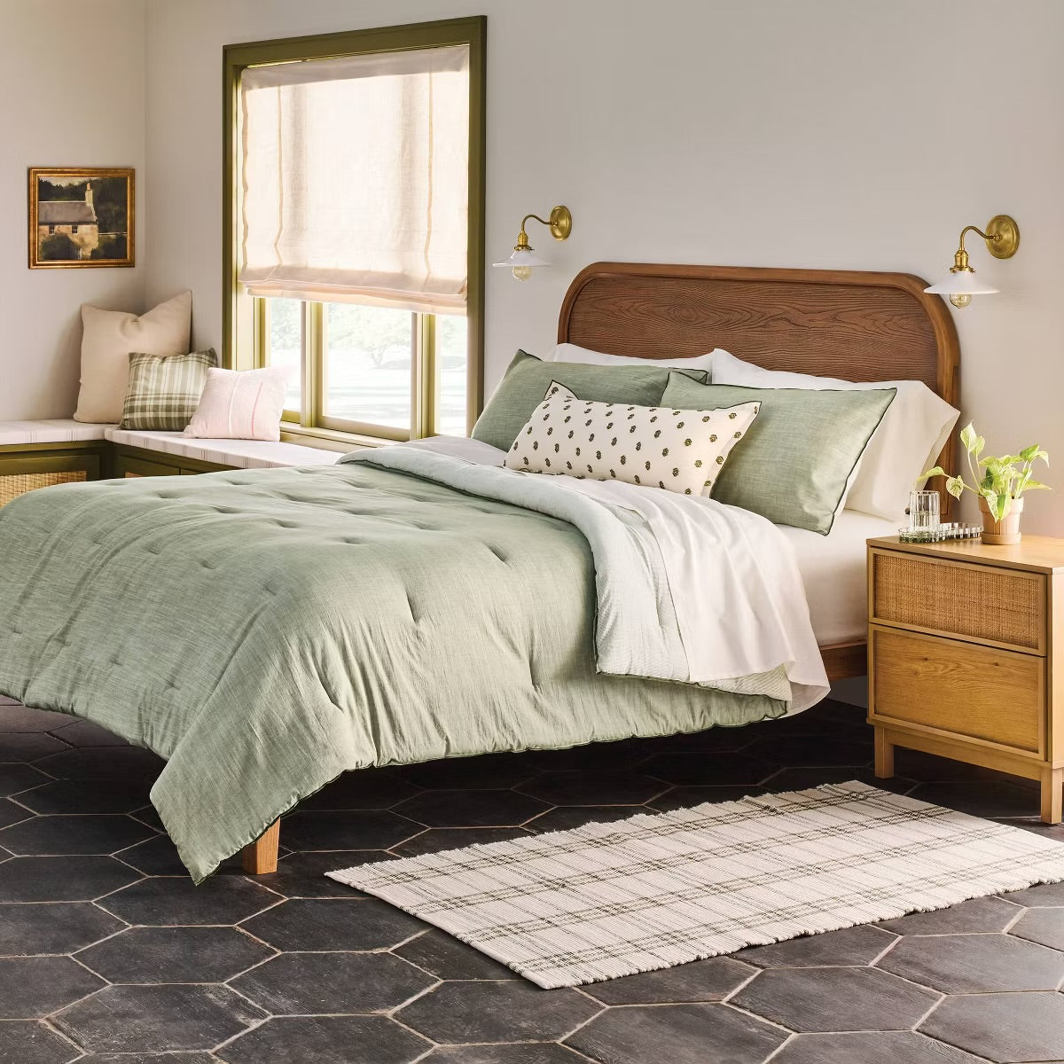 3pc King Reversible Comforter Set Green - Hearth & Hand with Magnolia