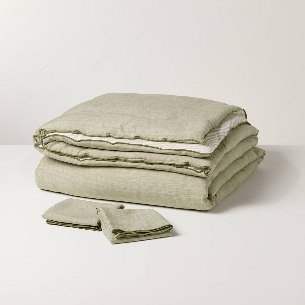3pc Full/Queen Reversible Comforter Set Green - Hearth & Hand with Magnolia