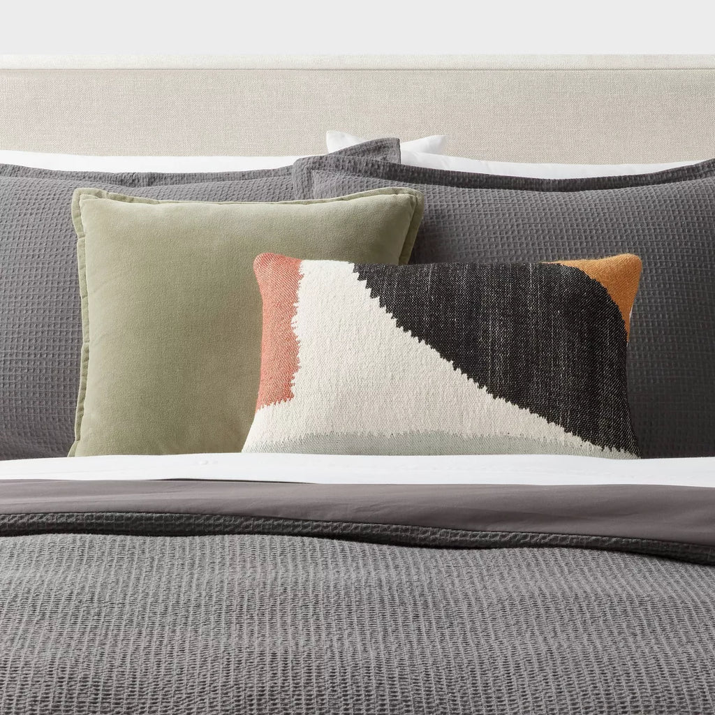 Mod Abstract Woven Colorblock Oblong Dec Pillow Ivory/Green/Gold - Threshold
