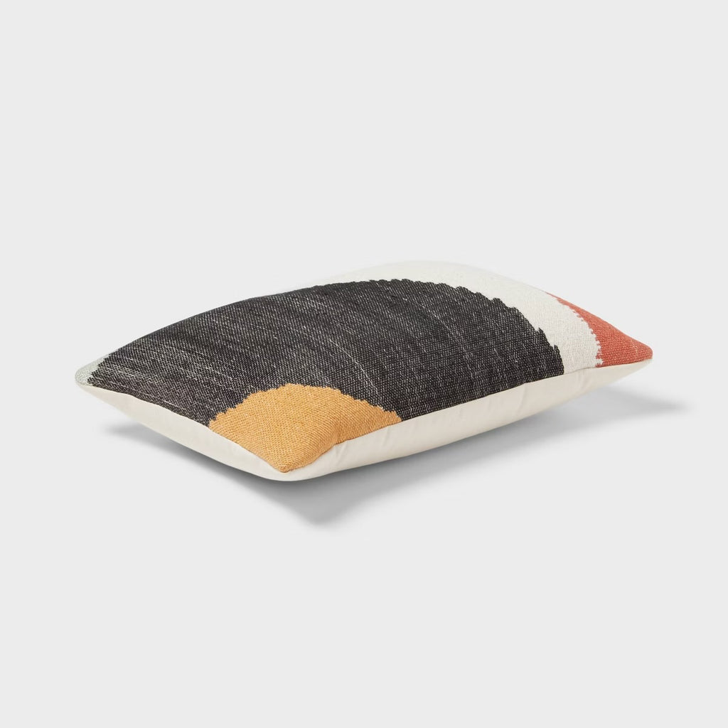 Mod Abstract Woven Colorblock Oblong Dec Pillow Ivory/Green/Gold - Threshold