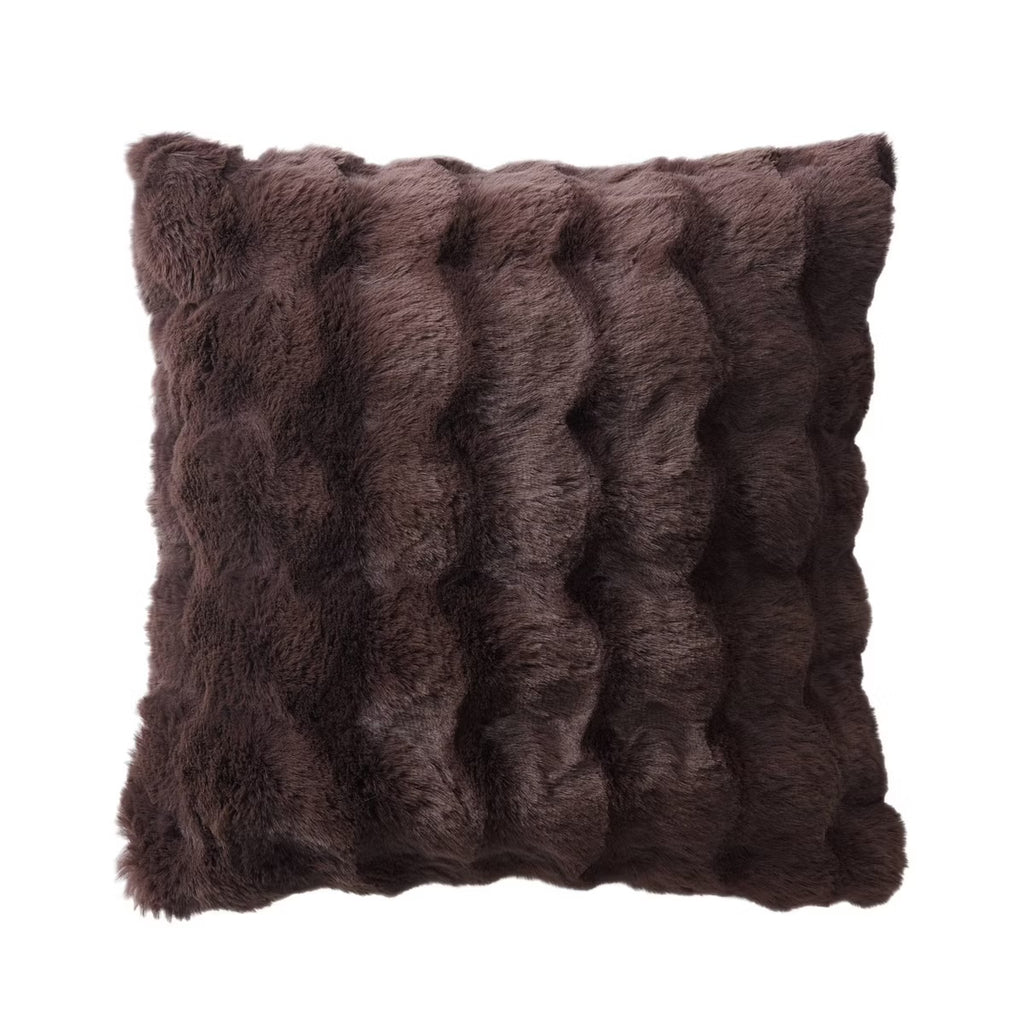 20" Bubble Faux Fur Square Indoor Throw Pillow Chocolate Brown