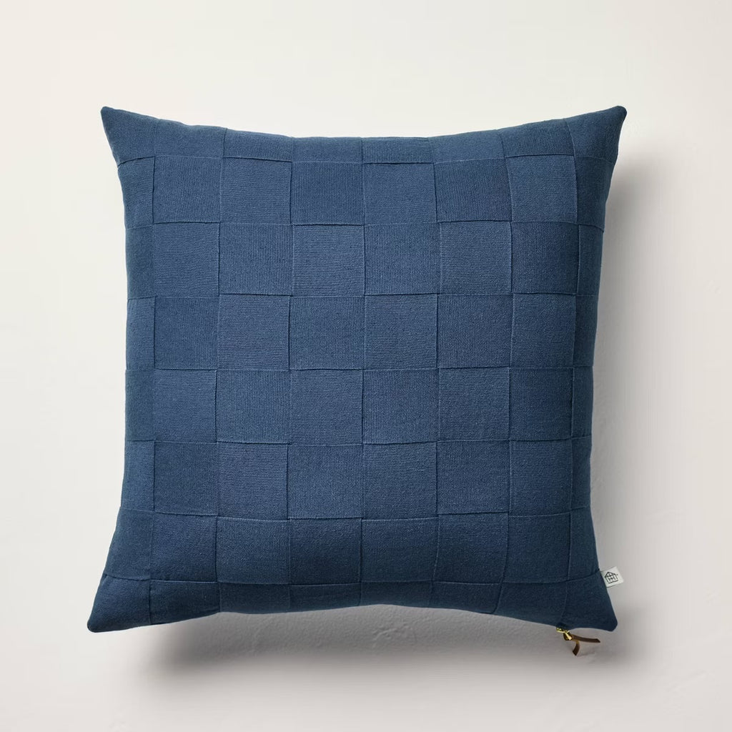 18"x18" Basket Weave Square Throw Pillow Navy - Hearth & Hand with Magnolia