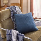 18"x18" Basket Weave Square Throw Pillow Navy - Hearth & Hand with Magnolia