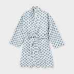 S/M Floral Waffle Bath Robe Blue/White - Threshold