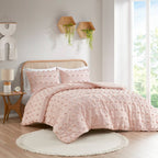 3pc Full/Queen Elise Pom Pom Jacquard Antimicrobia Comforter Set Pink - Intelligent Design