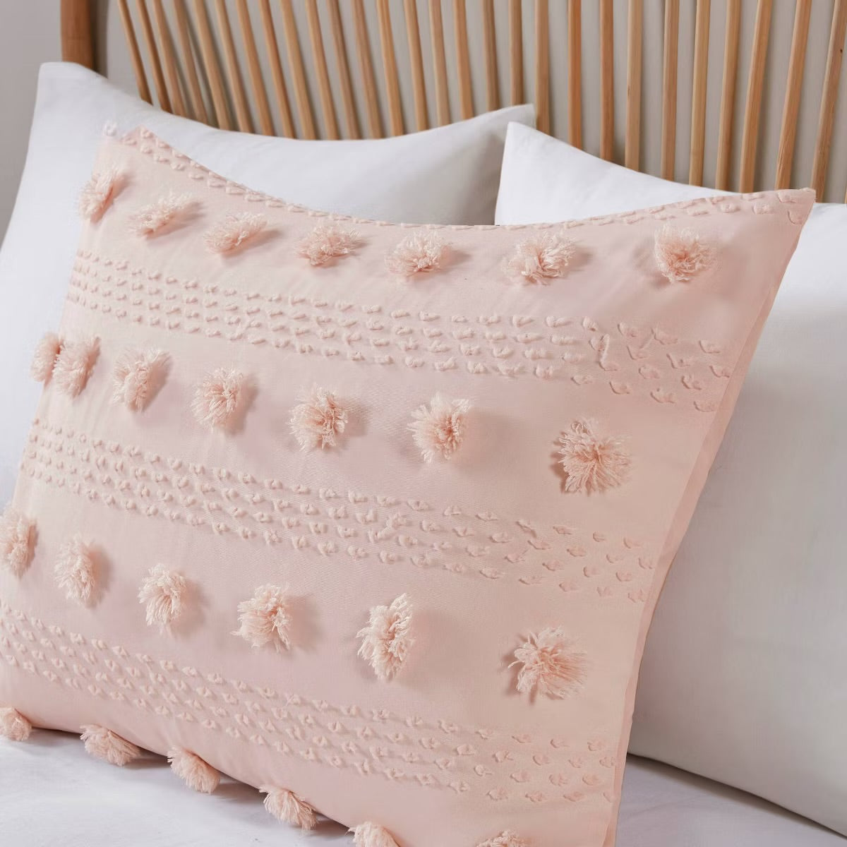 3pc Full/Queen Elise Pom Pom Jacquard Antimicrobia Comforter Set Pink - Intelligent Design