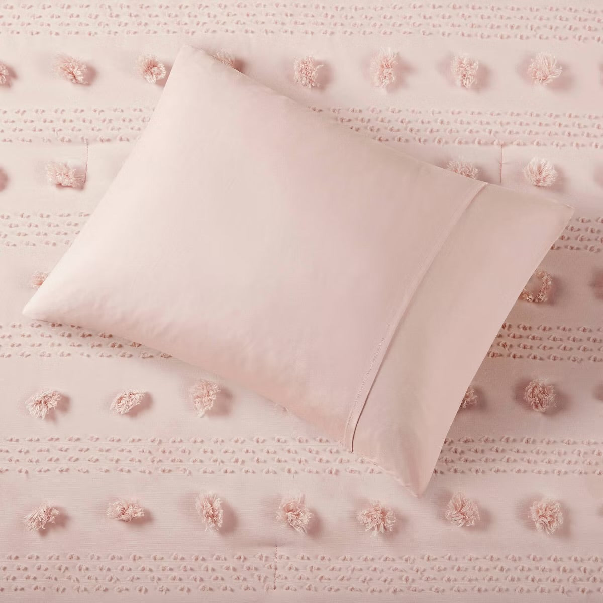 3pc Full/Queen Elise Pom Pom Jacquard Antimicrobia Comforter Set Pink - Intelligent Design