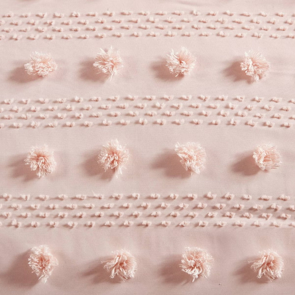 3pc Full/Queen Elise Pom Pom Jacquard Antimicrobia Comforter Set Pink - Intelligent Design