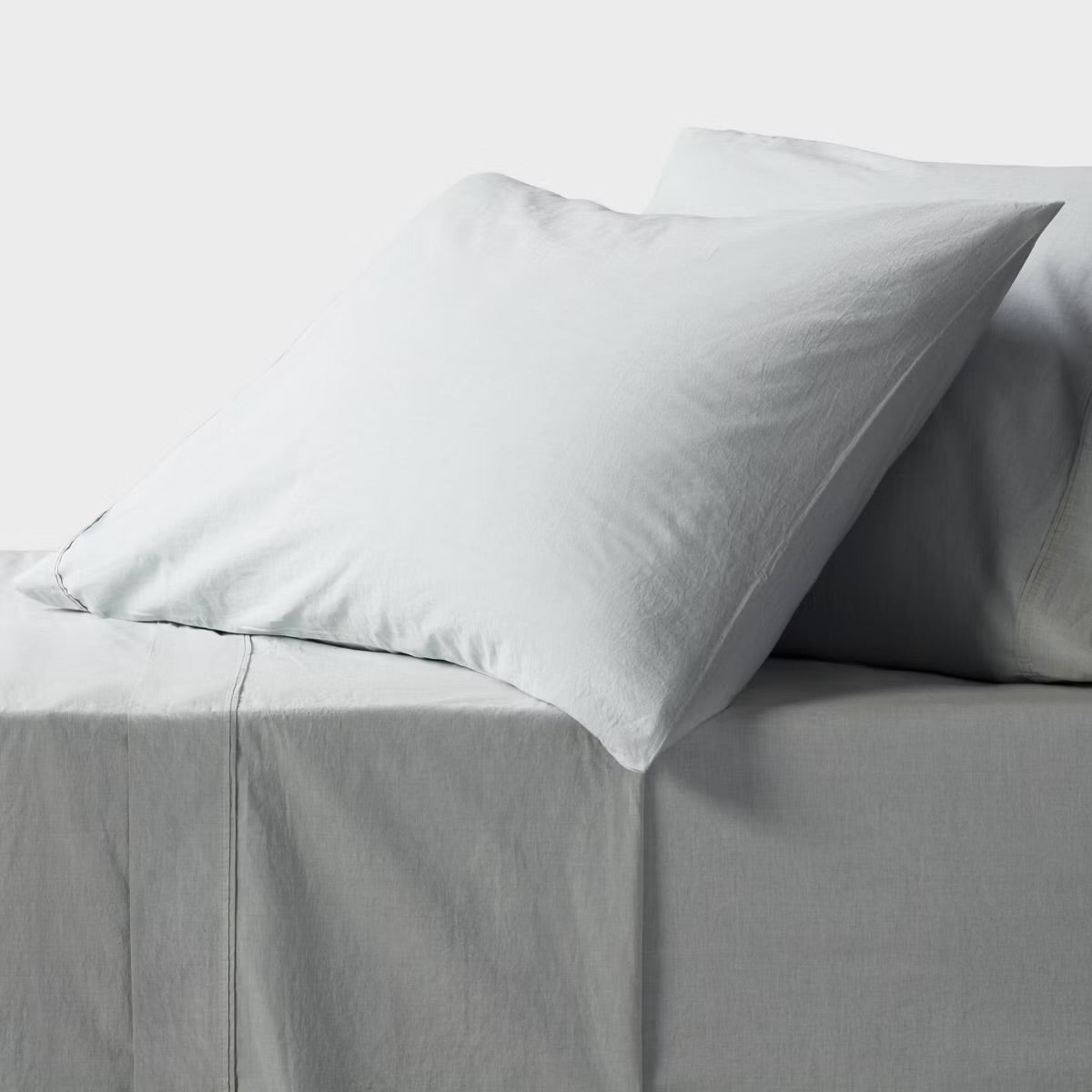 *Queen 250 Thread Count Organic Percale Sheet Set Blue Chambray