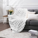 Bubble Faux Fur Throw Blanket Ivory