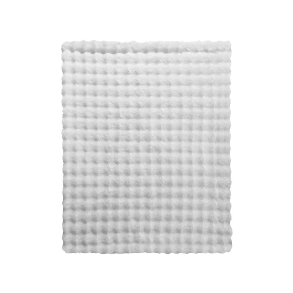 Bubble Faux Fur Throw Blanket Ivory