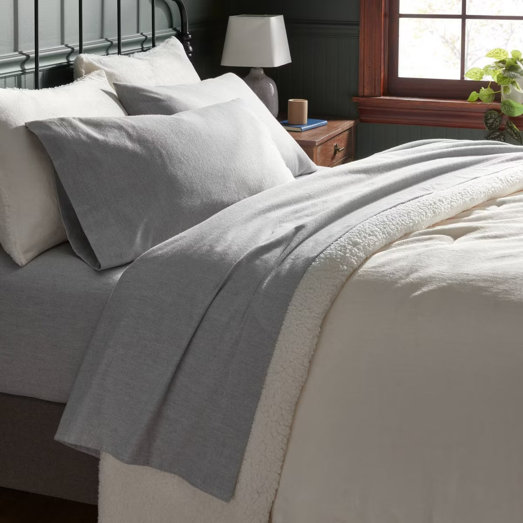 Full Ultra Soft Flannel Sheet Set Eco Melange Gray - Threshold