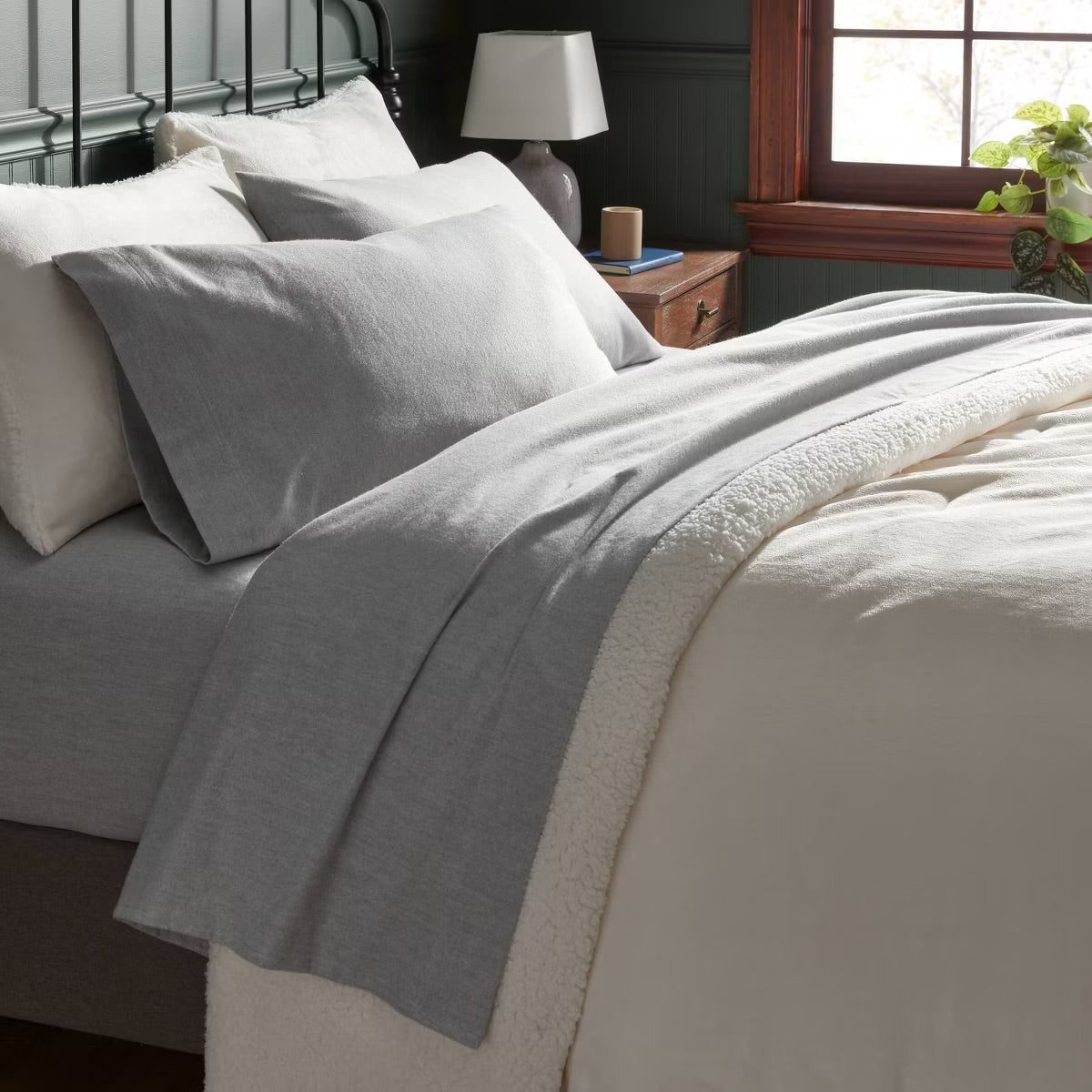 Full Ultra Soft Flannel Sheet Set Eco Melange Gray - Threshold