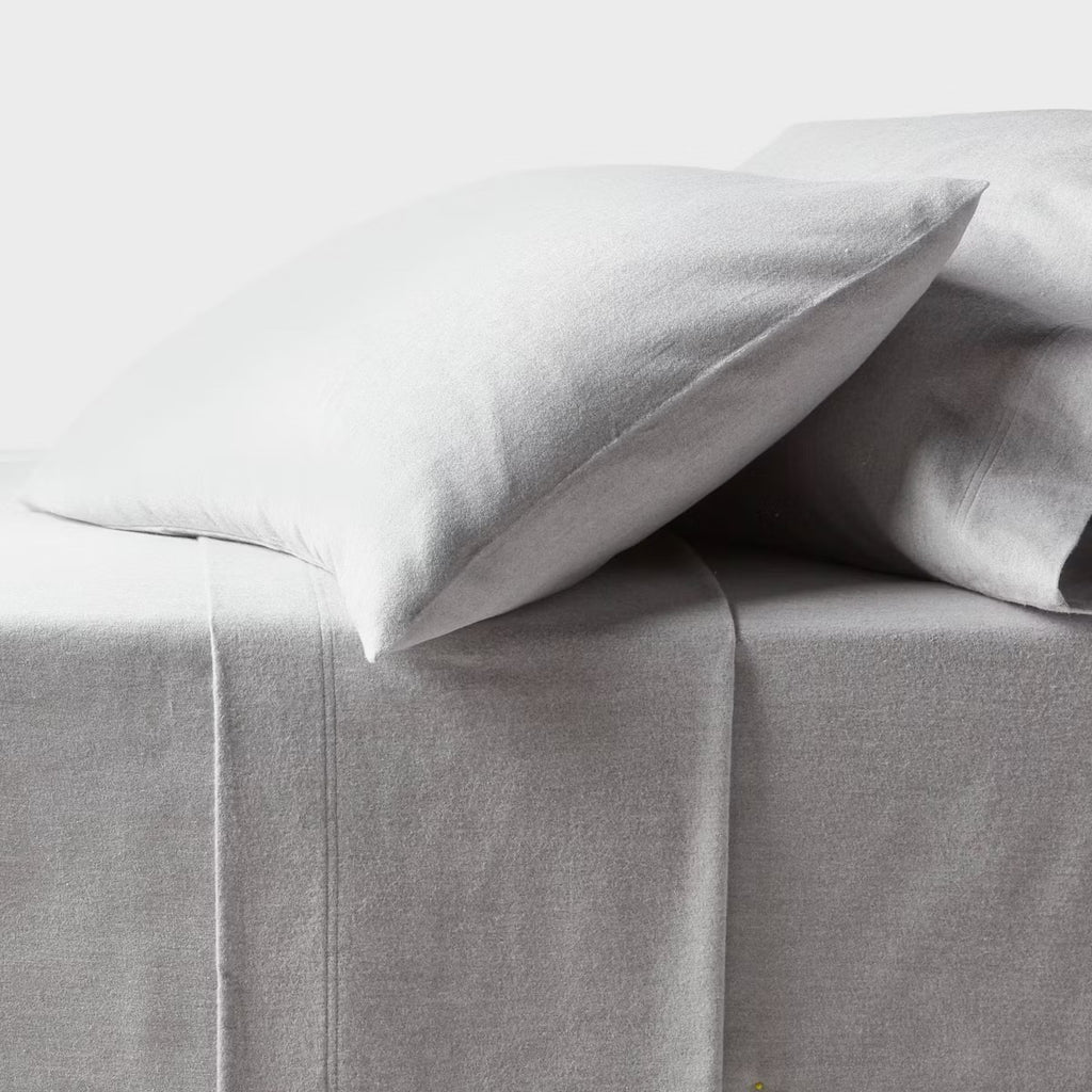 Full Ultra Soft Flannel Sheet Set Eco Melange Gray - Threshold