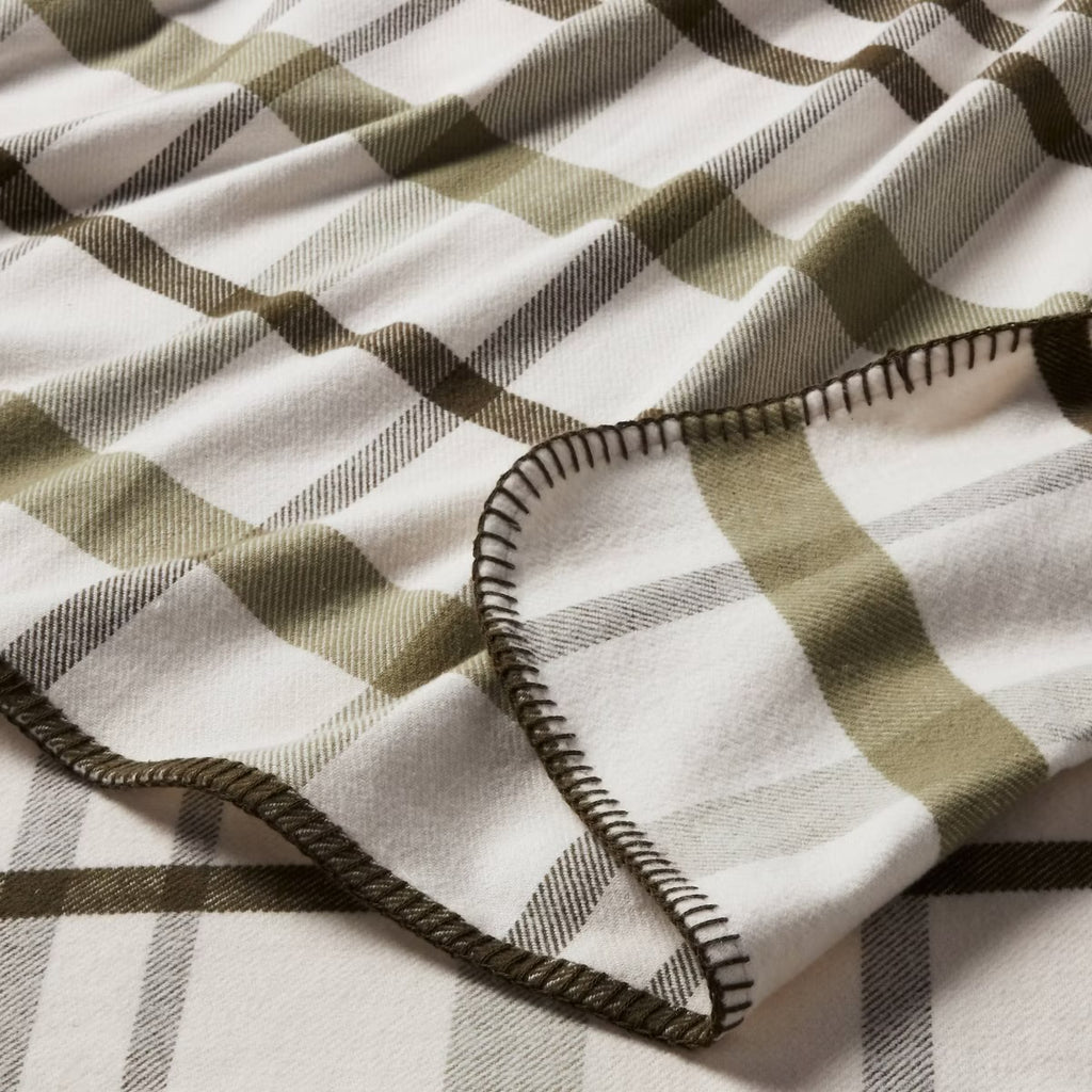 Full/Queen Brushed Cotton Blanket Green Plaid - Threshold